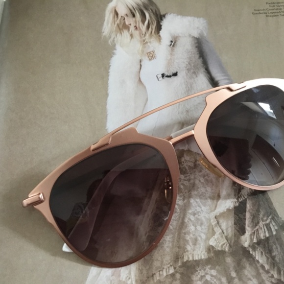 $149! AQS ALFIE Rose Gold & White Women's Aviator Sunglasses are New w/o Tags! - Picture 1 of 6
